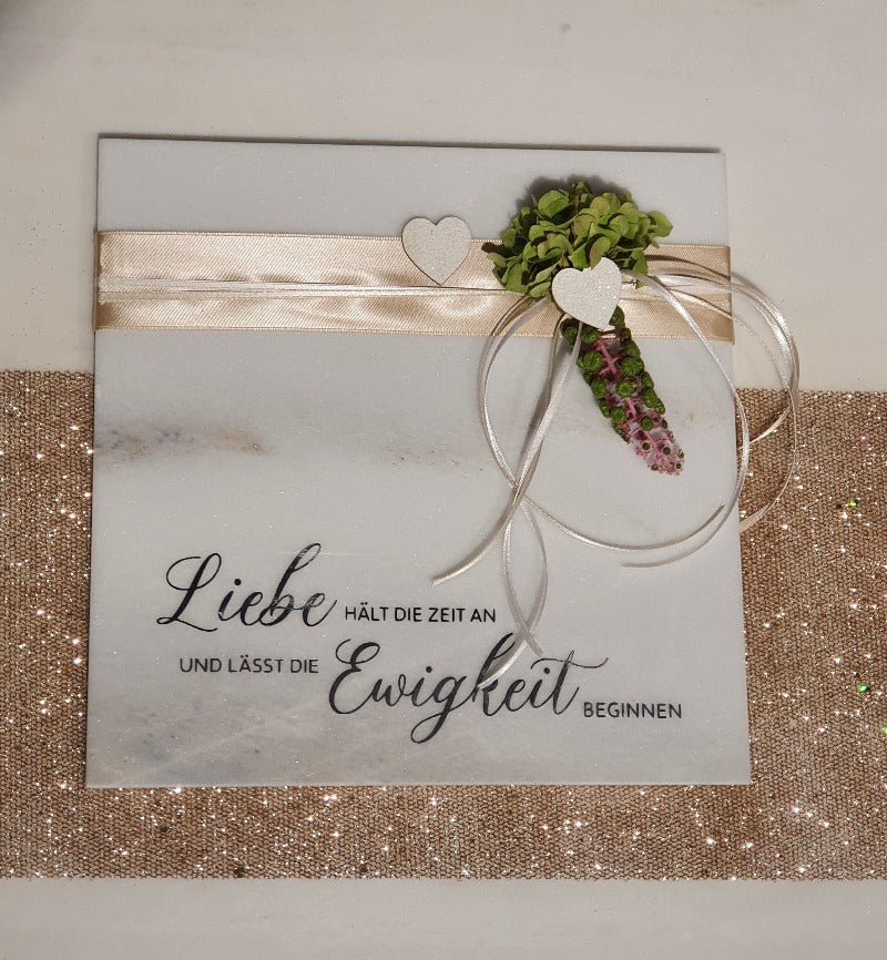 Laaser Marmorplatte „Liebe, Ewigkeit...“ – handgefertigt in Südtirol