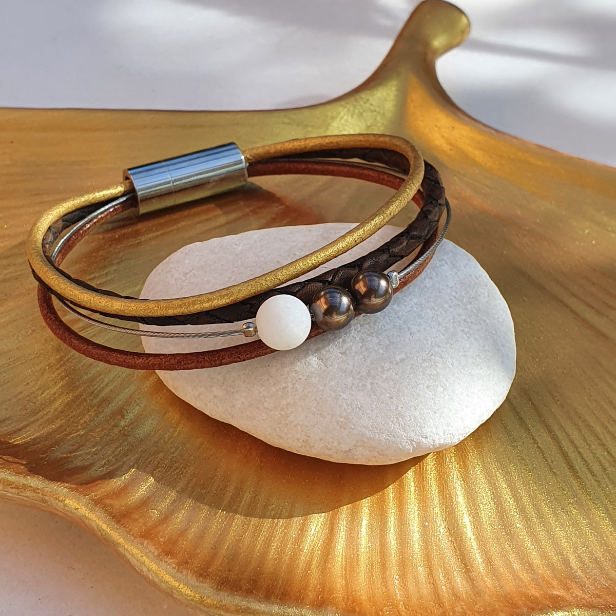 "Trendy" bracelet, silver/bordeaux