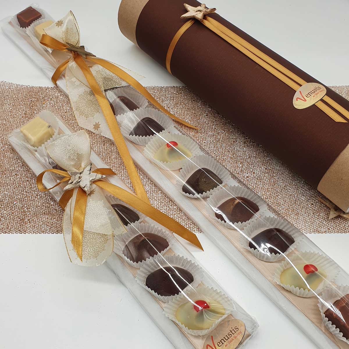 Pralines on a marble slab from Lasa, 12 bars