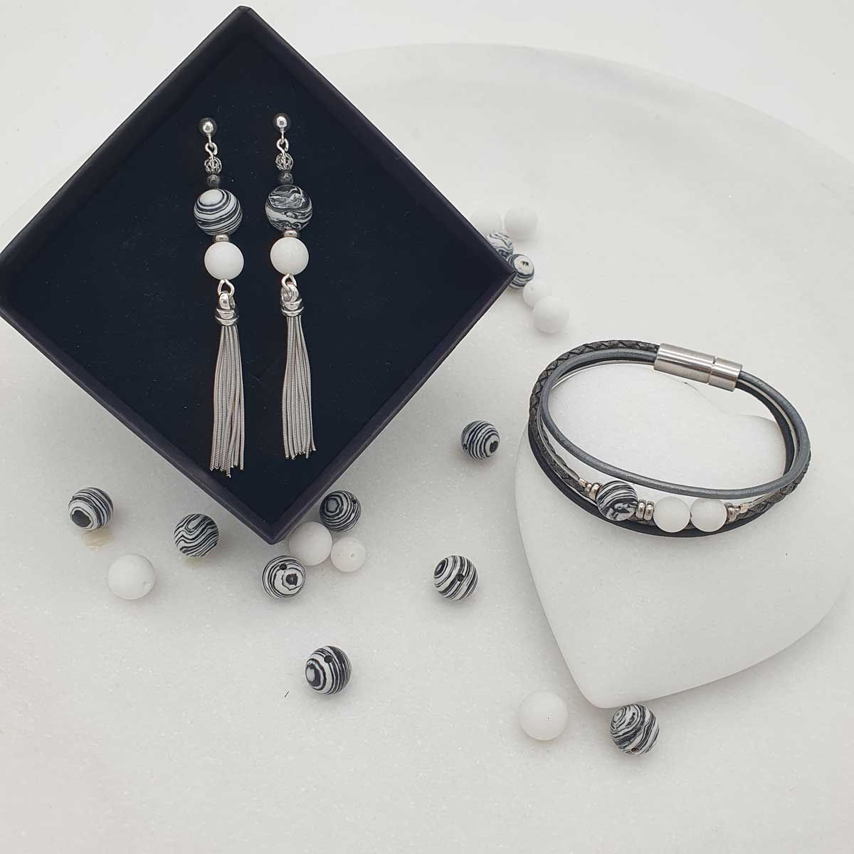 Ohrringe &quot;black &amp; white&quot;, lang