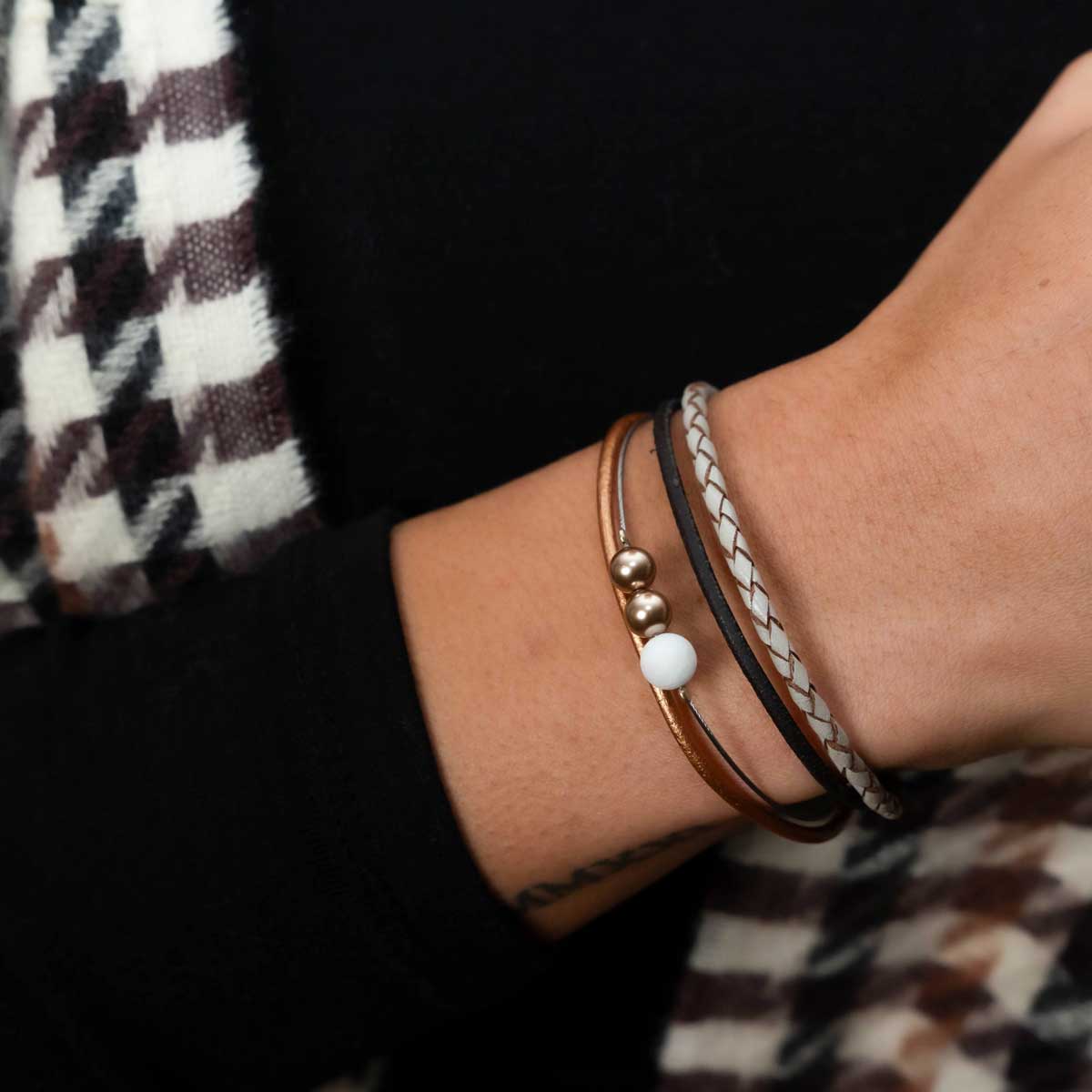 "Trendy" bracelet, silver/bordeaux