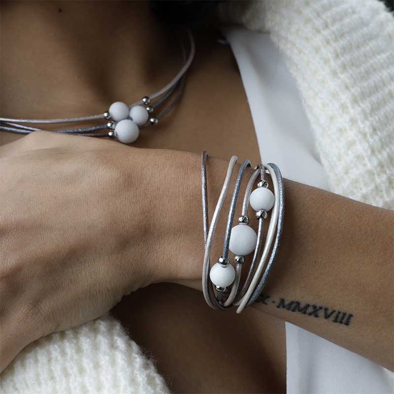 Wrap bracelet &quot;trio&quot; metallic