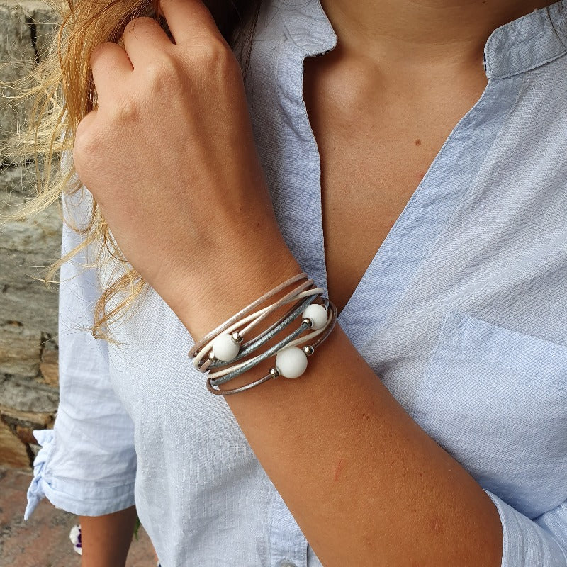 Wrap bracelet &quot;trio&quot; metallic
