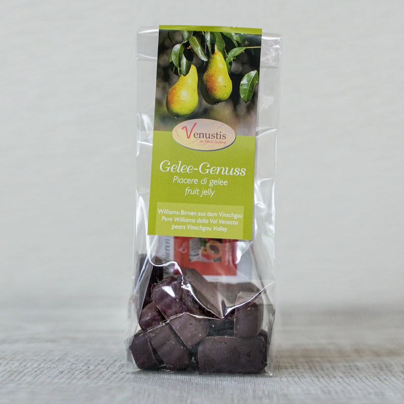 Fruchtgelee im Schokolademantel mit Williams Birne - Venustis