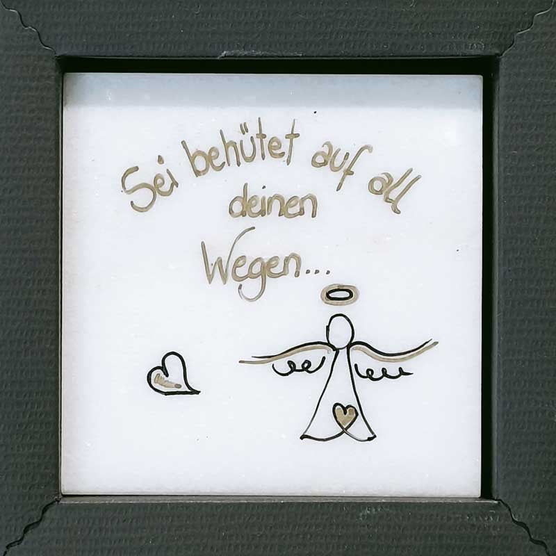 Spruch auf Laaser Marmortafel &quot;Sei behütet...&quot; klein