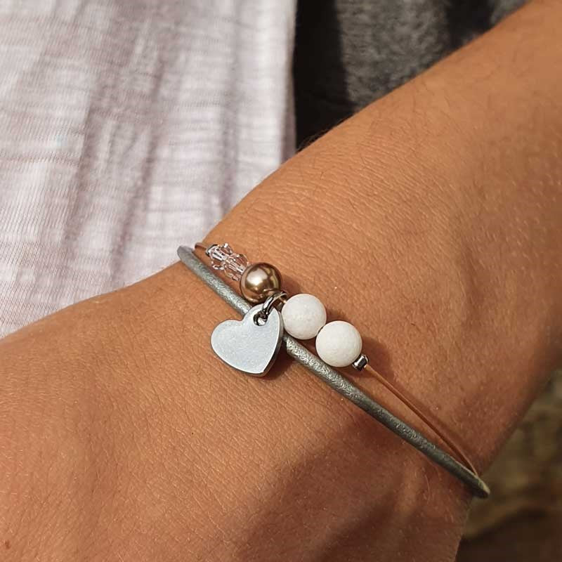 Bracelet &quot;Valentine&quot; rose-silver