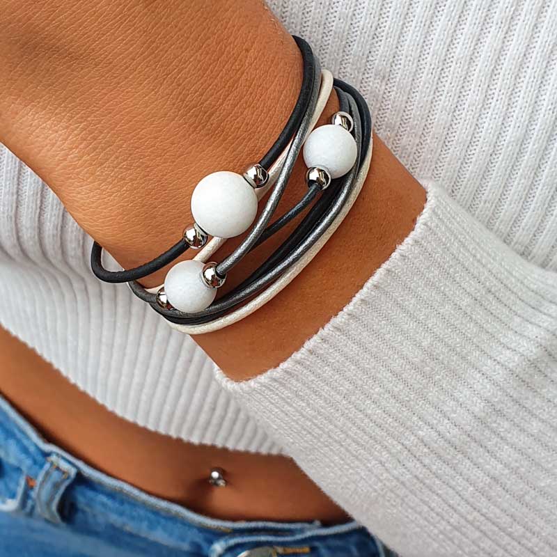 Wickelarmband &quot;trio&quot; grau/blau